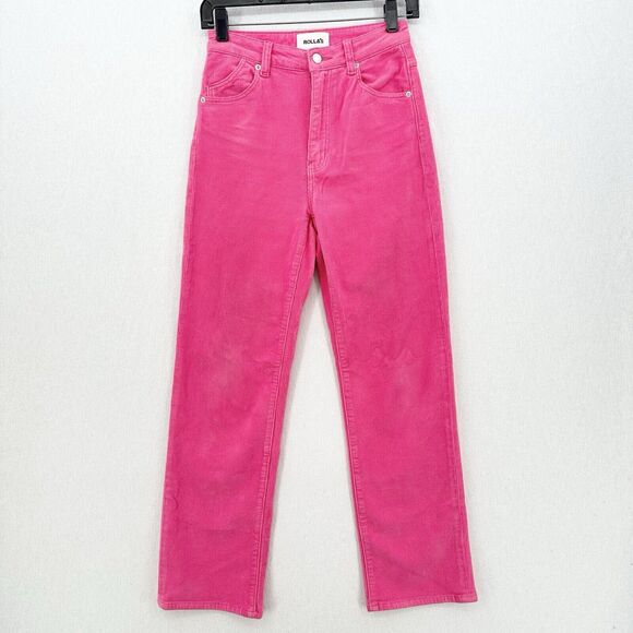 Rollas Corduroy Jeans 26 Original Straight Hot Pink Hi Rise Preppy Barbie *Flaw - Picture 1 of 14